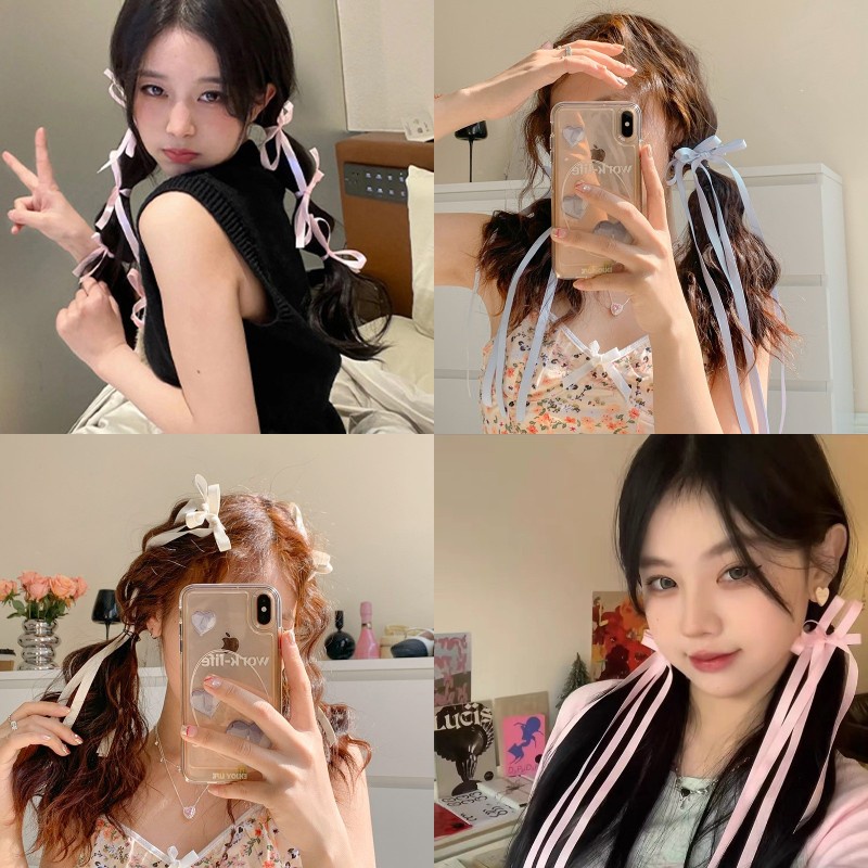 Kẹp Tóc Nơ Ruy Băng Thời Trang Phong Cách Hàn Quốc