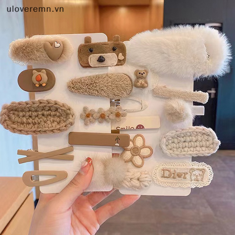 Set 10 Kẹp Tóc Hình Gấu Hoạt Hình Dễ Thương Cho Bé Gái