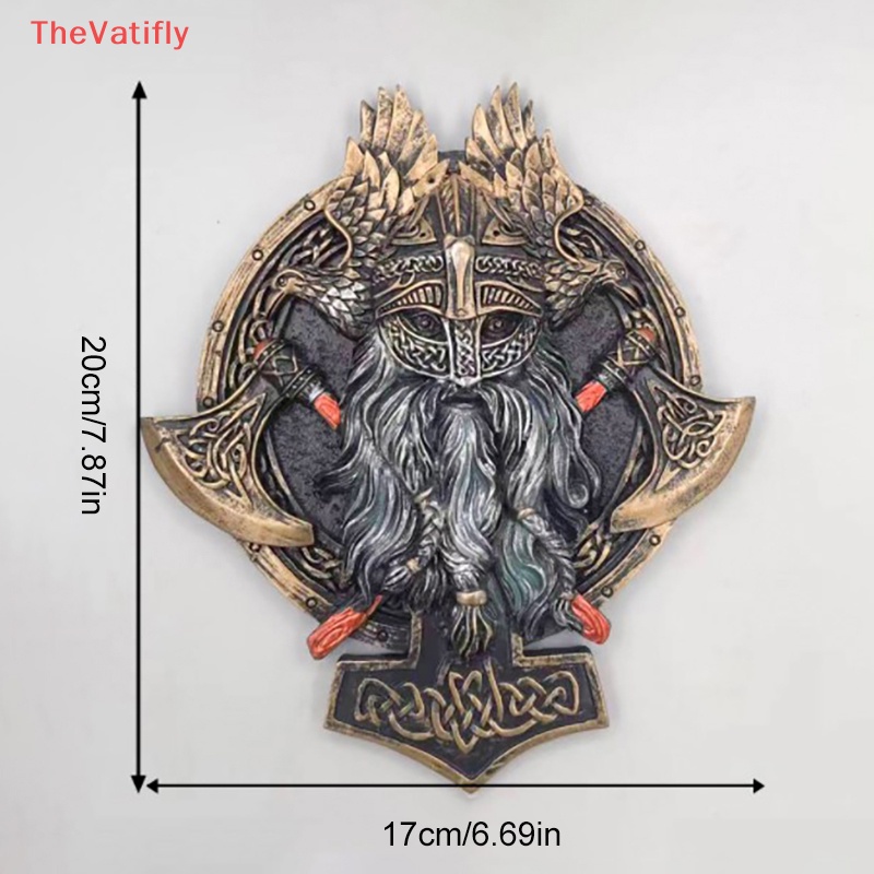 [Thevalifly] Tượng Trang Trí Tường Hình Hai Rìu Chiến Binh Viking Bằng Nhựa Resin Cổ Điển HOT