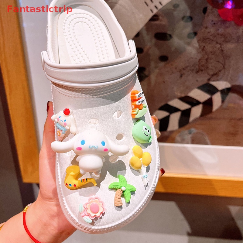 1 Cặp Giày Croc DIY Họa Tiết Hoa Hoạt Hình Dễ Thương Có Thể Tháo Rời Cho Bé