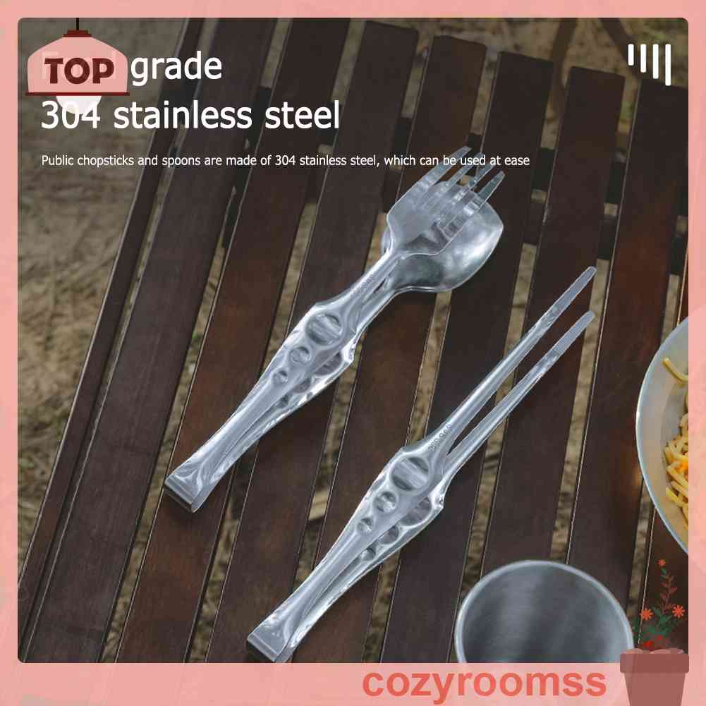 Bộ Muỗng Đũa Nĩa Bằng Thép Không Gỉ Tiện Dụng Khi Đi Cắm Trại