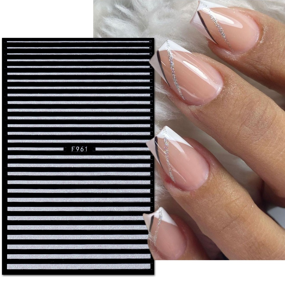 Miếng Dán Trang Trí Móng Tay Nghệ Thuật Họa Tiết Cẩm Thạch / Bướm / Ngôi Sao Màu Trắng Lấp Lánh