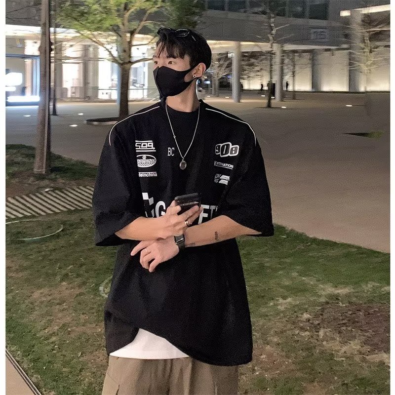 Áo Thun Tay Ngắn Dáng Rộng Thời Trang Mùa Hè 2023 Phong Cách Đường Phố Mỹ Cho Nam