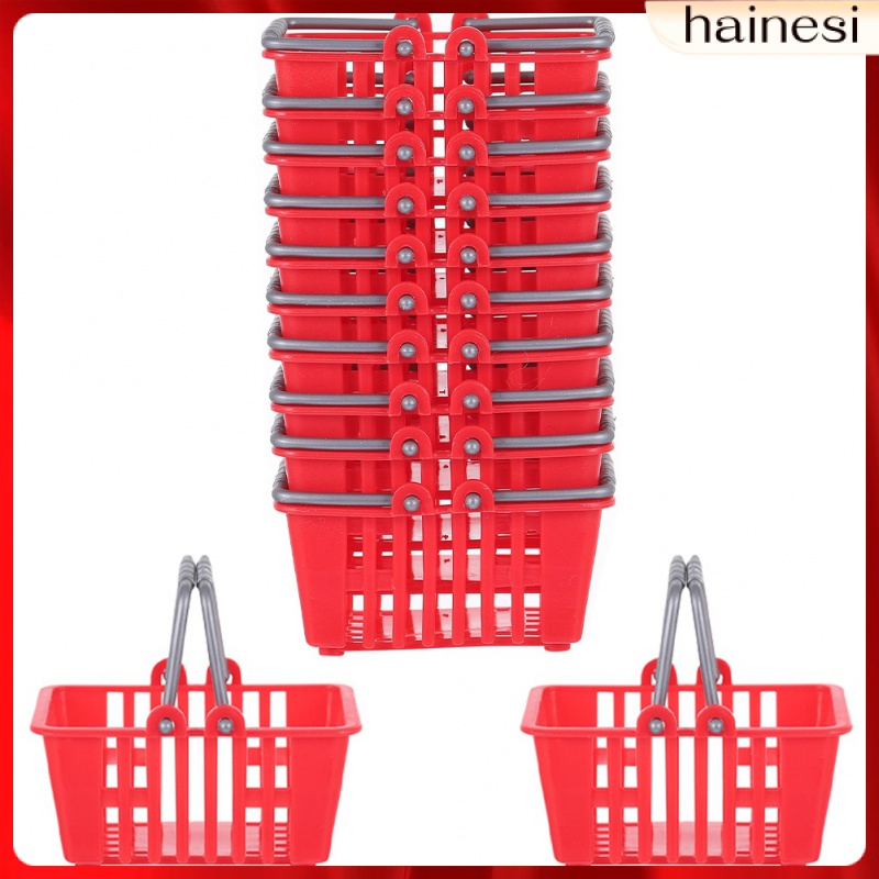 Kids Toy Shopping Cart Mini Basket Grocery Plastic Baskets Doll House Pretend Baby Child 12 Pcs