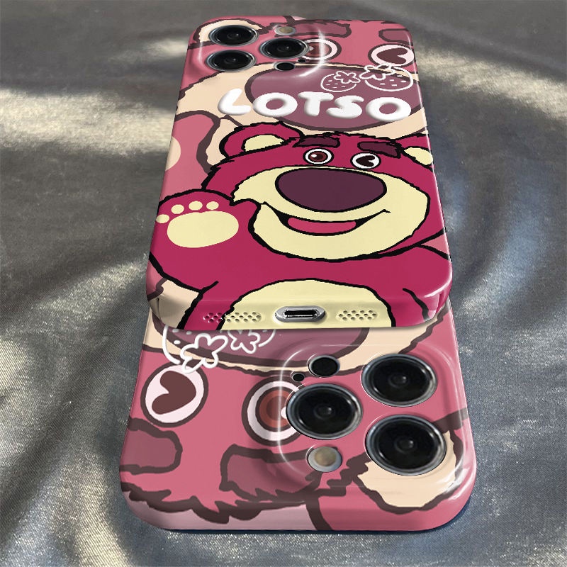 Ốp Điện Thoại Cứng Họa Tiết Gấu Và Dâu Tây Dễ Thương Cho Iphone 14pro 12pro 11 / XR7 max 8 13