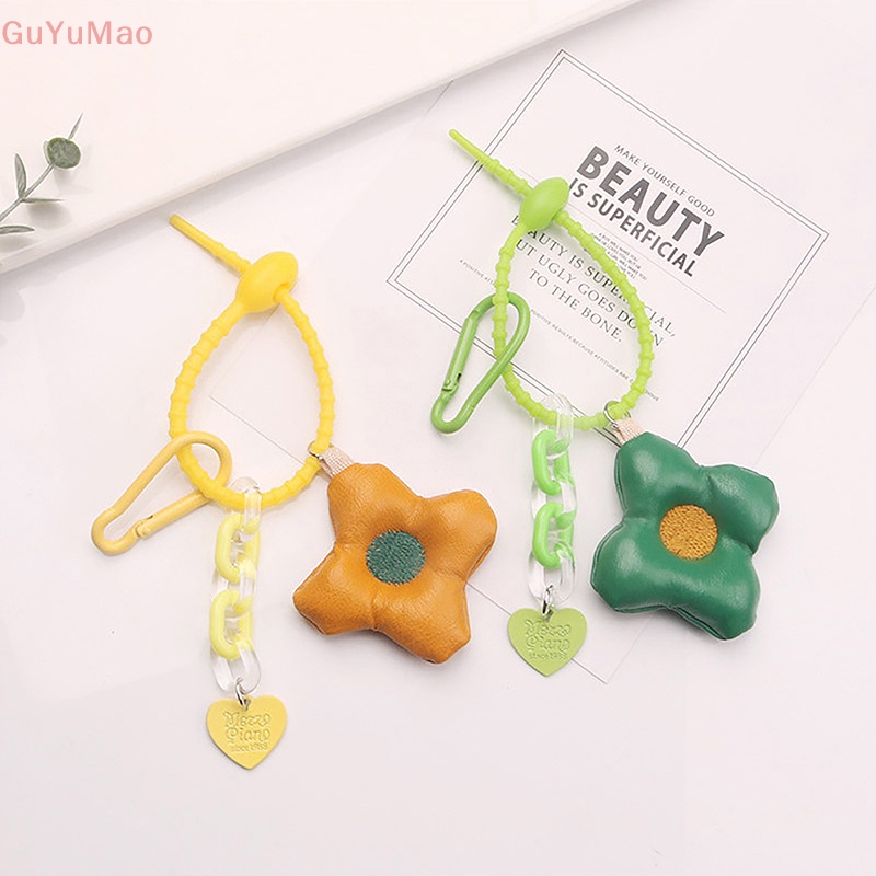 [cxGUYU] Móc Khóa Da Họa Tiết Hoa Trái Tim Hoa Sáng Tạo Đáng Yêu Trang Trí Túi Xách PRTA