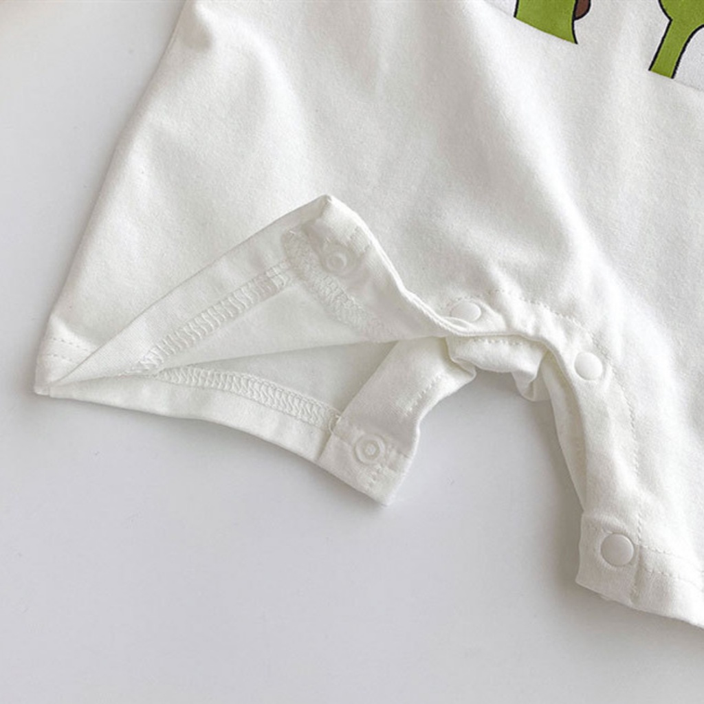 Bộ Áo Liền Quần Bằng Cotton Tay Ngắn In Hình Khủng Long Hoạt Hình Dễ Thương Thời Trang Mùa Hè Cho Bé 0-2