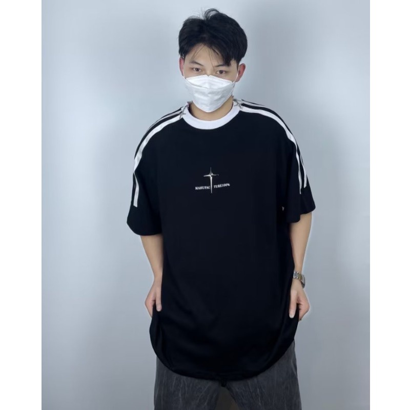 Áo Thun Tay Ngắn Dáng Rộng Phối Khóa Kéo Kim Loại Phong Cách Đường Phố Mỹ 2023 Cho Cặp Đôi