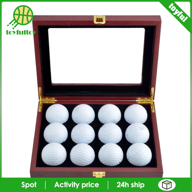 Hộp Gỗ Trưng Bày Bóng Golf 12 Lỗ Có Nắp Đậy Chắc Chắn