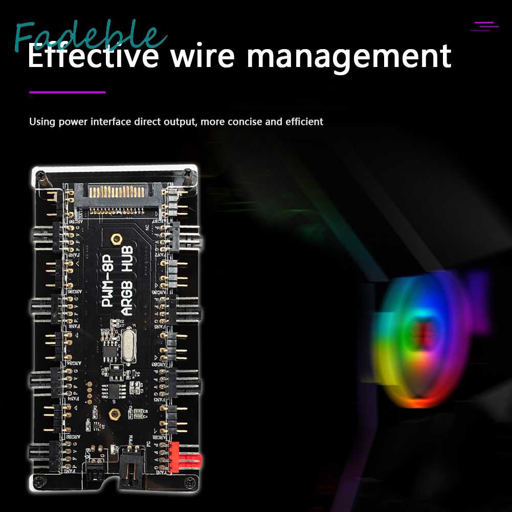 Bộ Chia Nguồn SATA Từ 1 Sang 8 Quạt 12V 4 Pin PWM ARGB