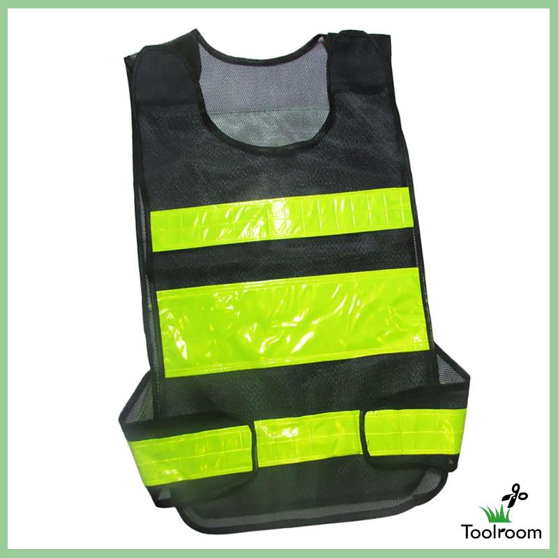 [Toolroom] Áo Khoác Ghi Lê Bảo Vệ An Toàn Kẻ Sọc Phản Quang Màu Đen Có Thể Điều Chỉnh