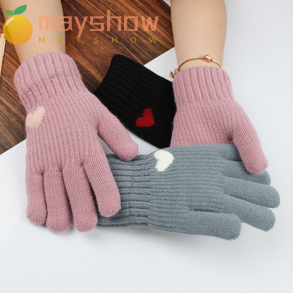 Găng Tay Dệt Kim Phối Nhung Mềm Mại Giữ Ấm Cánh Tay Cho Nữ