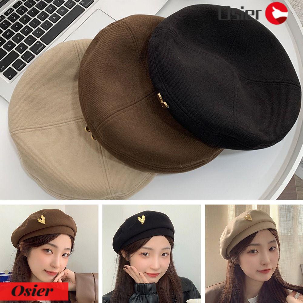 Osier1 Mũ Beret Len Không Vành Thanh Lịch Kiểu Họa Sĩ Anh Quốc Lolita Trần Bông
