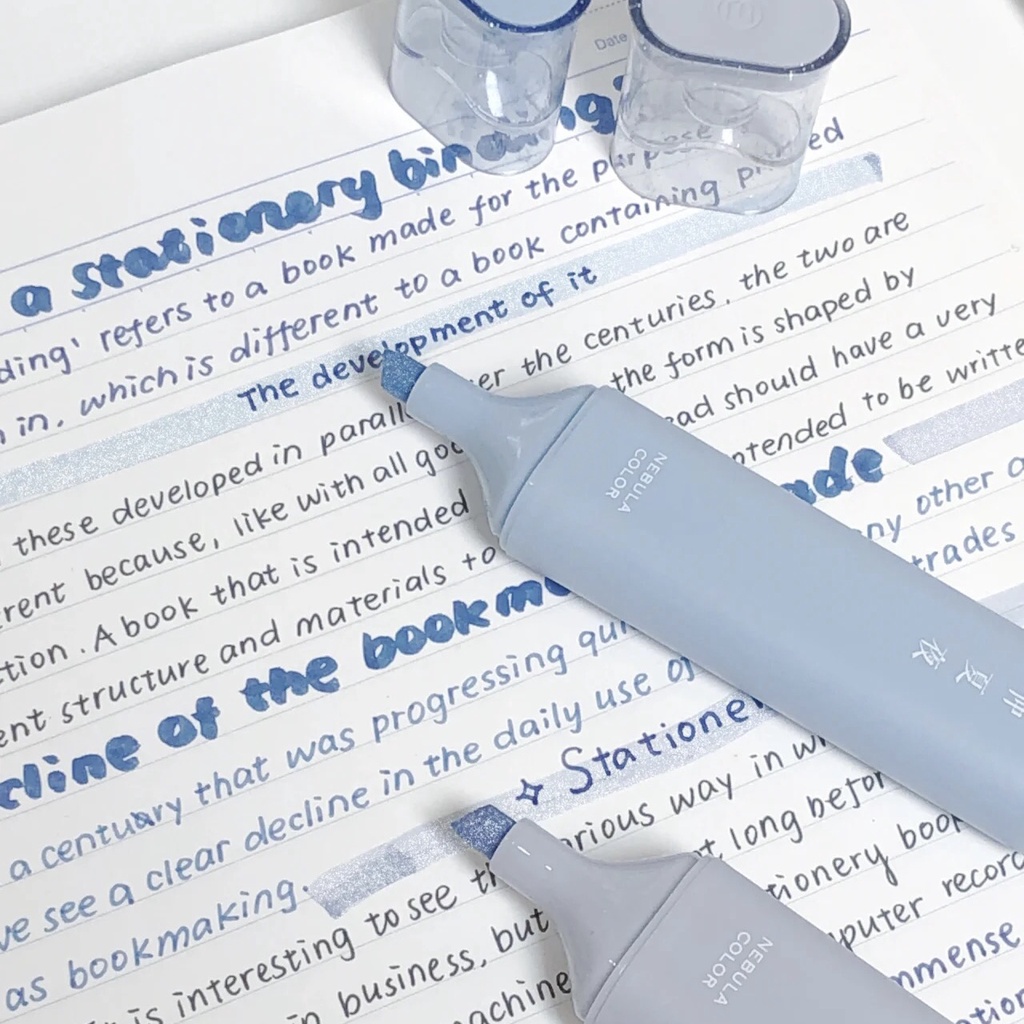 Set 4 bút highlight Nebula, bút đánh dấu màu pastel có nhũ