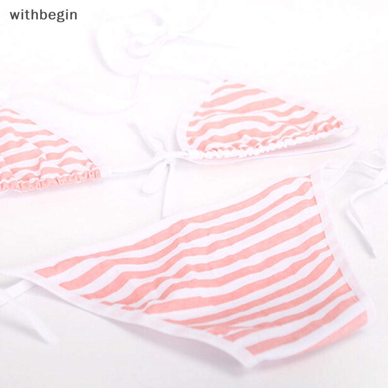 Bộ Đồ Bơi Bikini Họa Tiết Kẻ Sọc Ngọt Ngào Phong Cách Lolita Nhật Bản