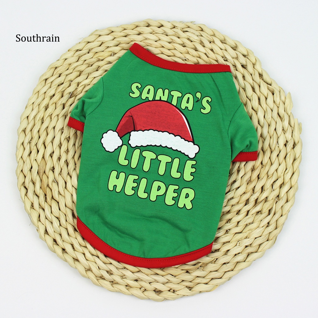 Áo Thun In Họa Tiết Giáng Sinh Màu Xanh Lá Thời Trang Mùa Hè Cho Cún Cưng