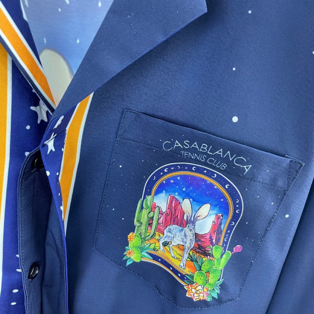 CASABLANCA long-sleeved shirt letter print pattern men's and women's same shirt cardigan spot all-match