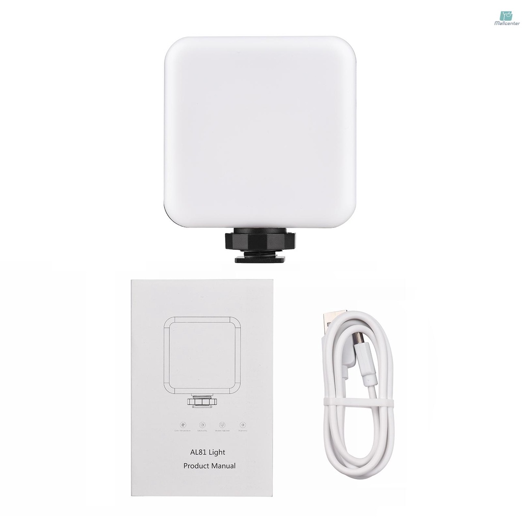 Bi-color Temperature Pocket LED Video Light Video Conference Lighting 2500K-6500K Dimmable CRI95+ Built-in Battery 3 Cold Shoe Mounts for Vlog Live Streaming Product Photography Online Meeting