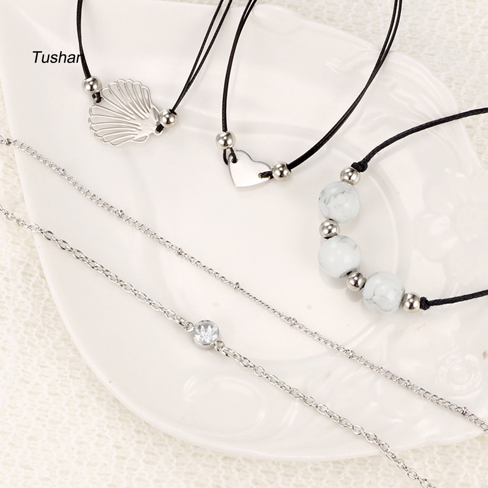 Set 5 Vòng Tay Vỏ Sò / Trái Tim Đính Đá Thời Trang