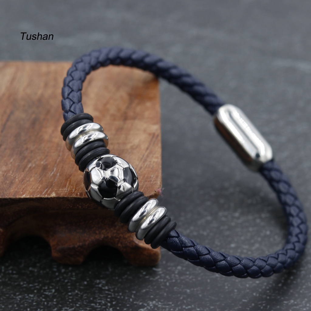 [Ts] Vòng Đeo Tay Dây Thừng Màu Đen / Xanh Lam Có Khóa Cài Chi Tiết Tinh Tế