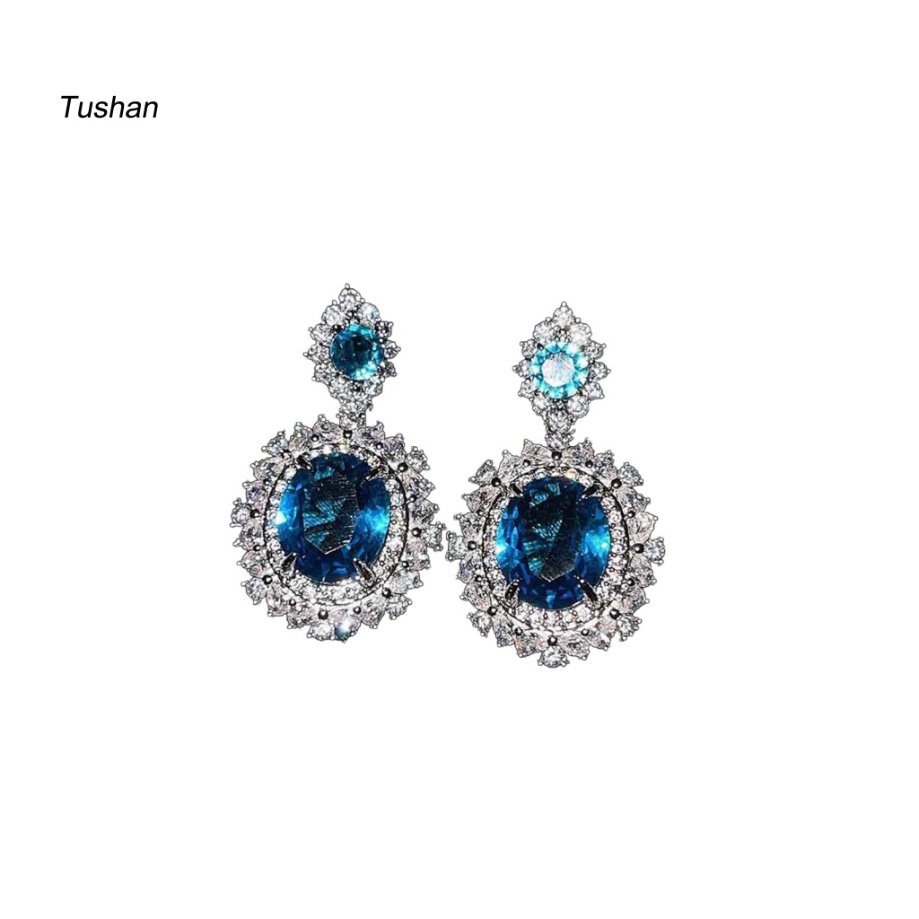 Bộ Trang Sức Mặt Đá Zircon Hình Giọt Nước Họa Tiết Hoa Xinh Xắn
