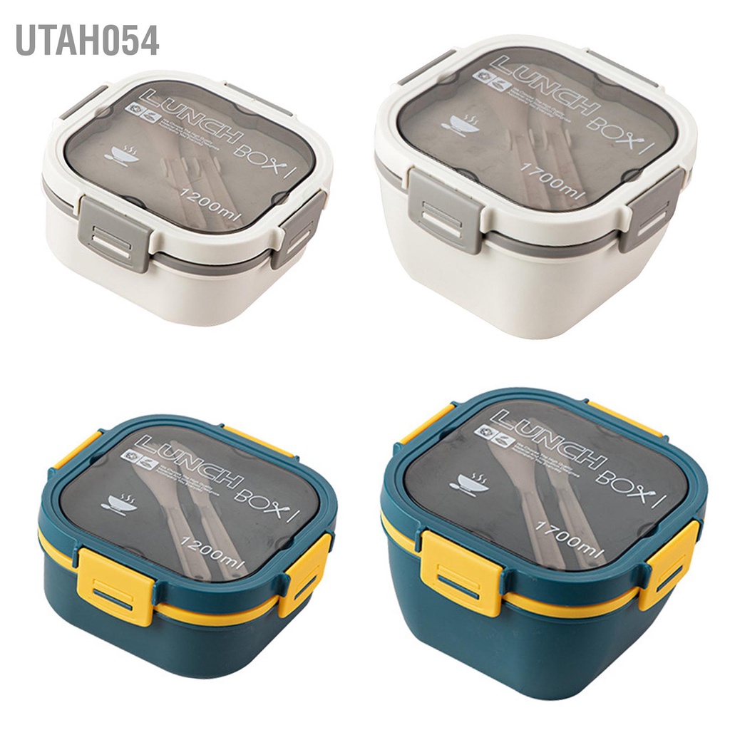 Utah054 Hộp đựng salad bằng nhựa 2 lớp an toàn cho lò vi sóng thức ăn trưa di động Giảm mỡ trái cây dã ngoại thực phẩm nhẹ nhân viên văn phòng