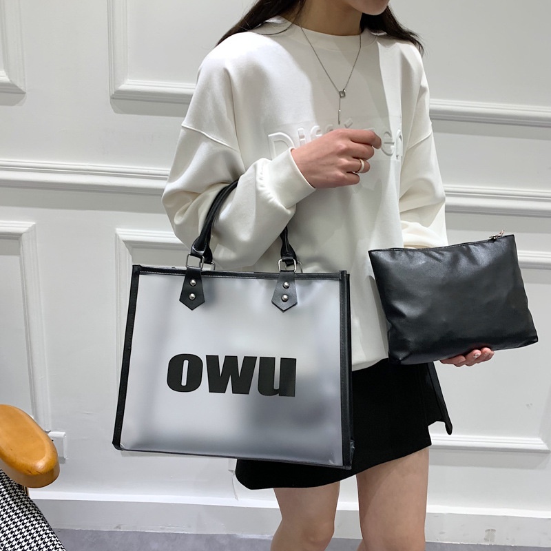 Túi Tote Đeo Vai Bằng PVC Trong Suốt Cỡ Lớn Thời Trang Mùa Hè 2023