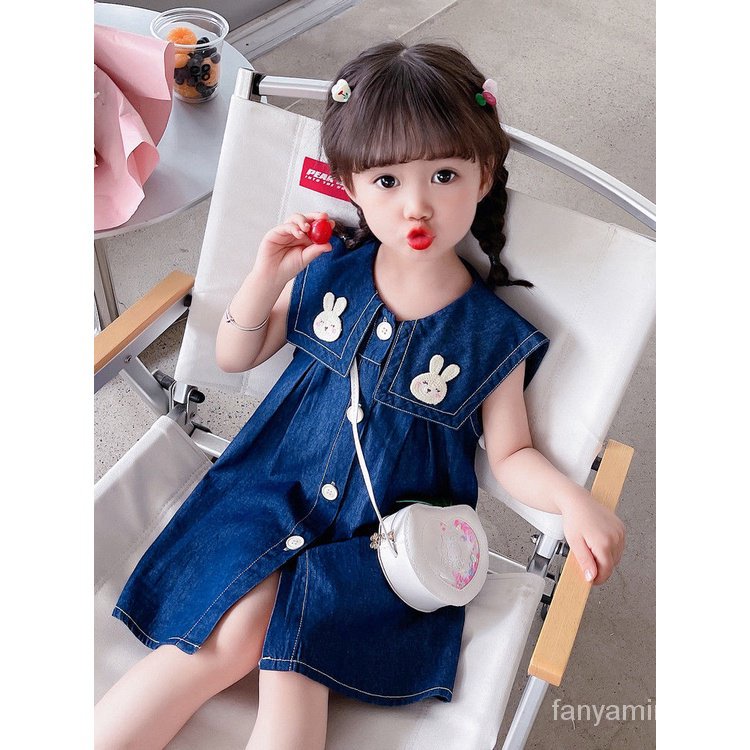 Đầm Denim Sát Nách Màu Trơn Phong Cách Thời Trang Mùa Hè Mới 2023 CXP5
