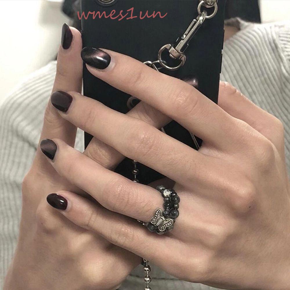 Nhẫn Đeo Tay Co Giãn Đính Hạt Hình Bướm Phong Cách Hàn Quốc WMES15H