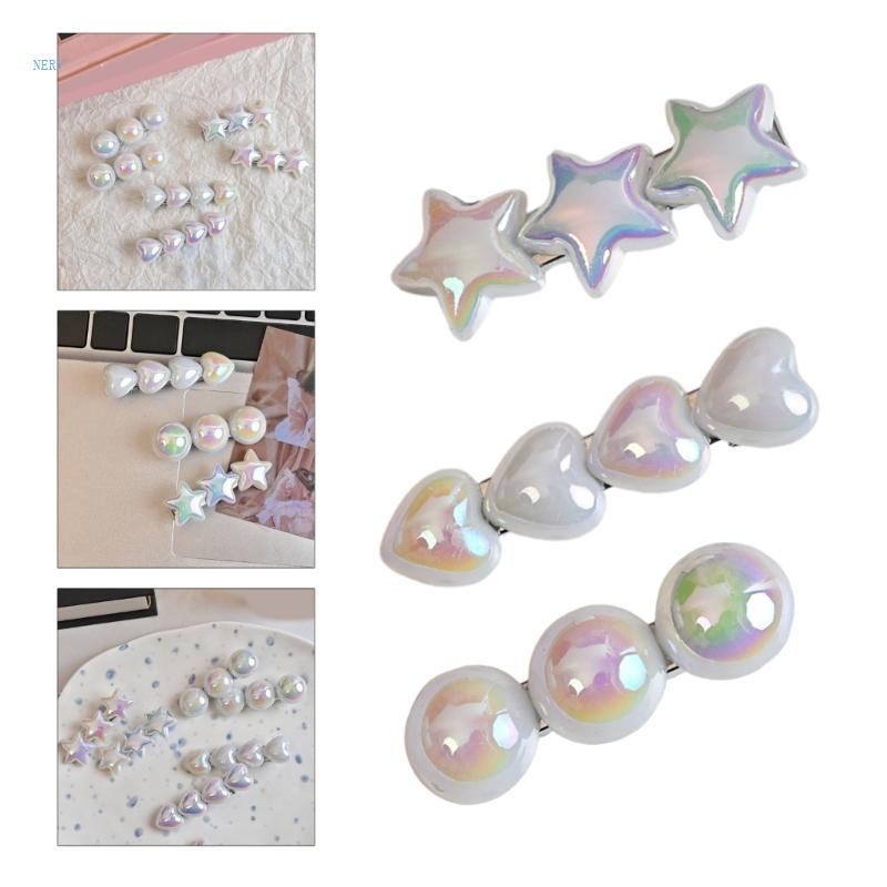 Kẹp Tóc Hình Tròn / Ngôi Sao / Trái Tim Dễ Thương Cho Nữ