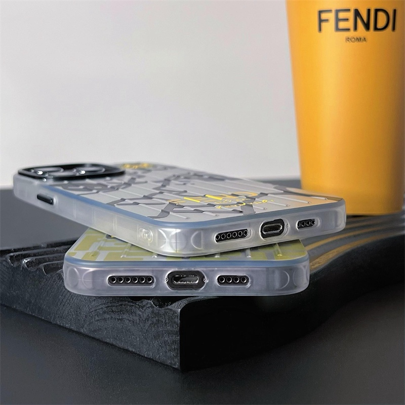 Ốp Điện Thoại TPU Mềm Trong Suốt Chống Sốc Mạ Điện Họa Tiết FENDI Cho iphone 14 13 12 11 Pro Max
