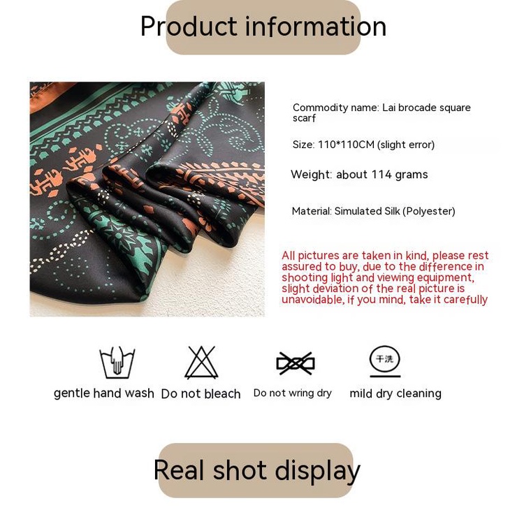 Khăn Choàng Vuông 110cm Bằng Satin Thời Trang Mùa Hè Dễ Phối Đồ