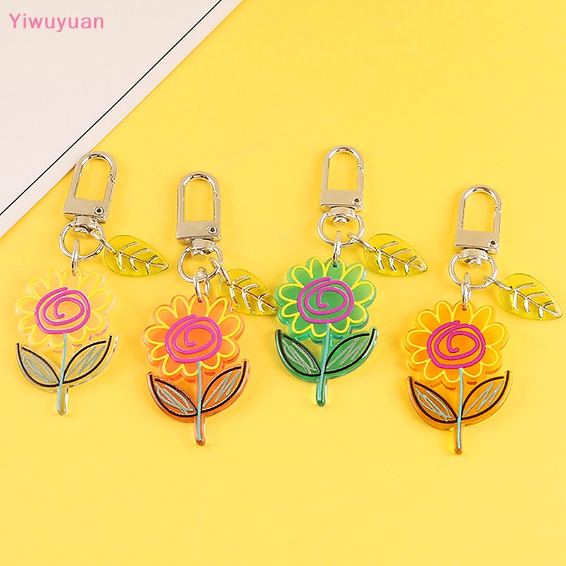 < Yiwuyuan > Móc Khóa Ba Lô Acrylic Trong Suốt Hình Hoa Hướng Dương Đáng Yêu Mới