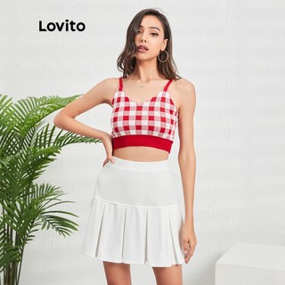 Áo thun Lovito không tay dây mảnh cổ chữ V thời trang giản dị L07165 (Màu đỏ)