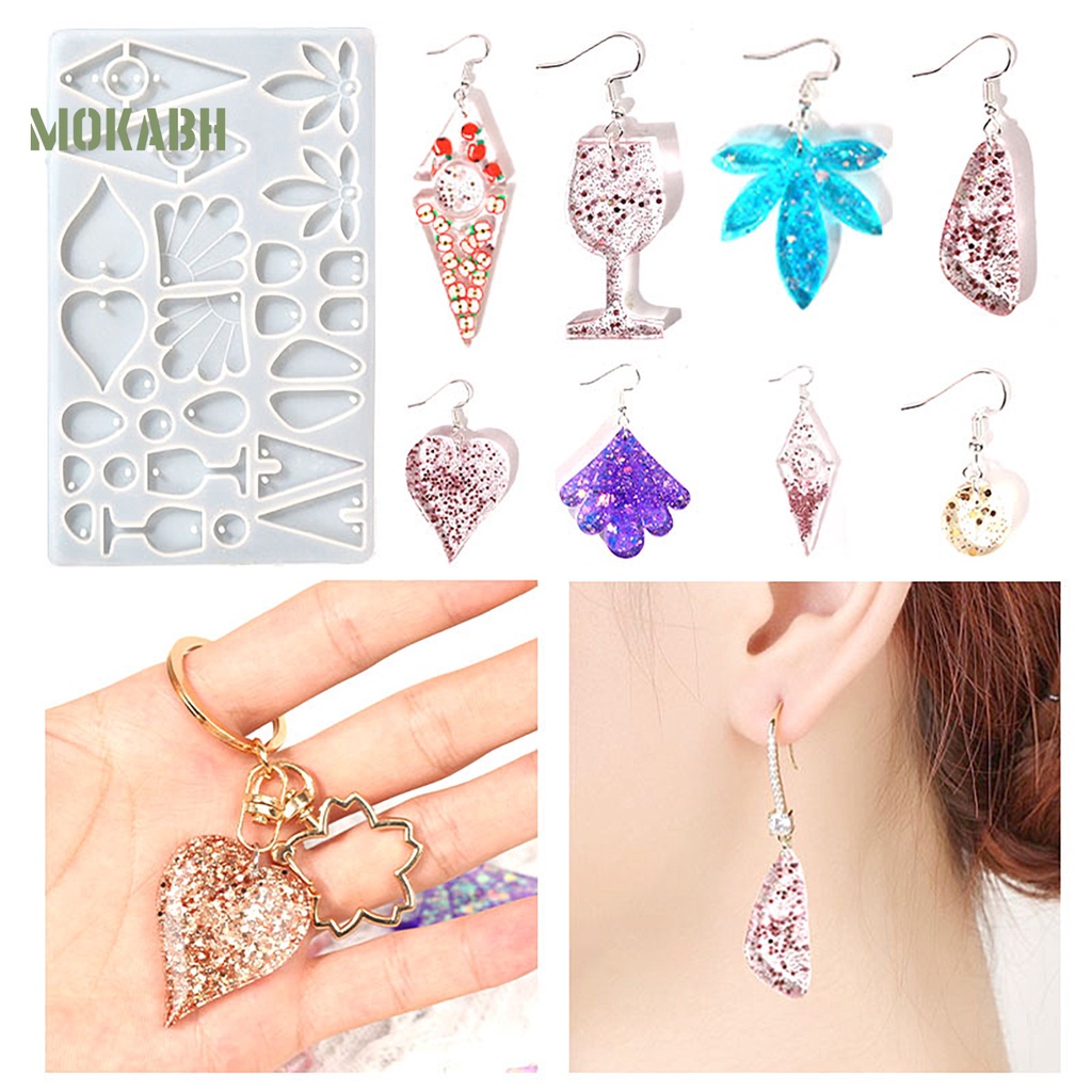 Khuôn Silicone Hình Lá Phong / Trái Tim / Hình Học Làm Bông Tai DIY