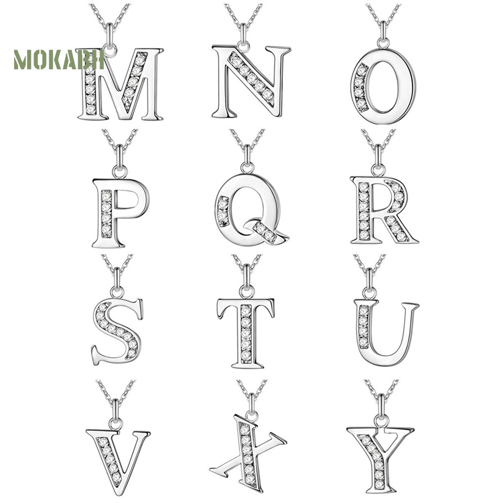 Vòng cổ Đồng Mạ Bạc Mặt Chữ Cái Đính Đá Thời Trang Dự Tiệc