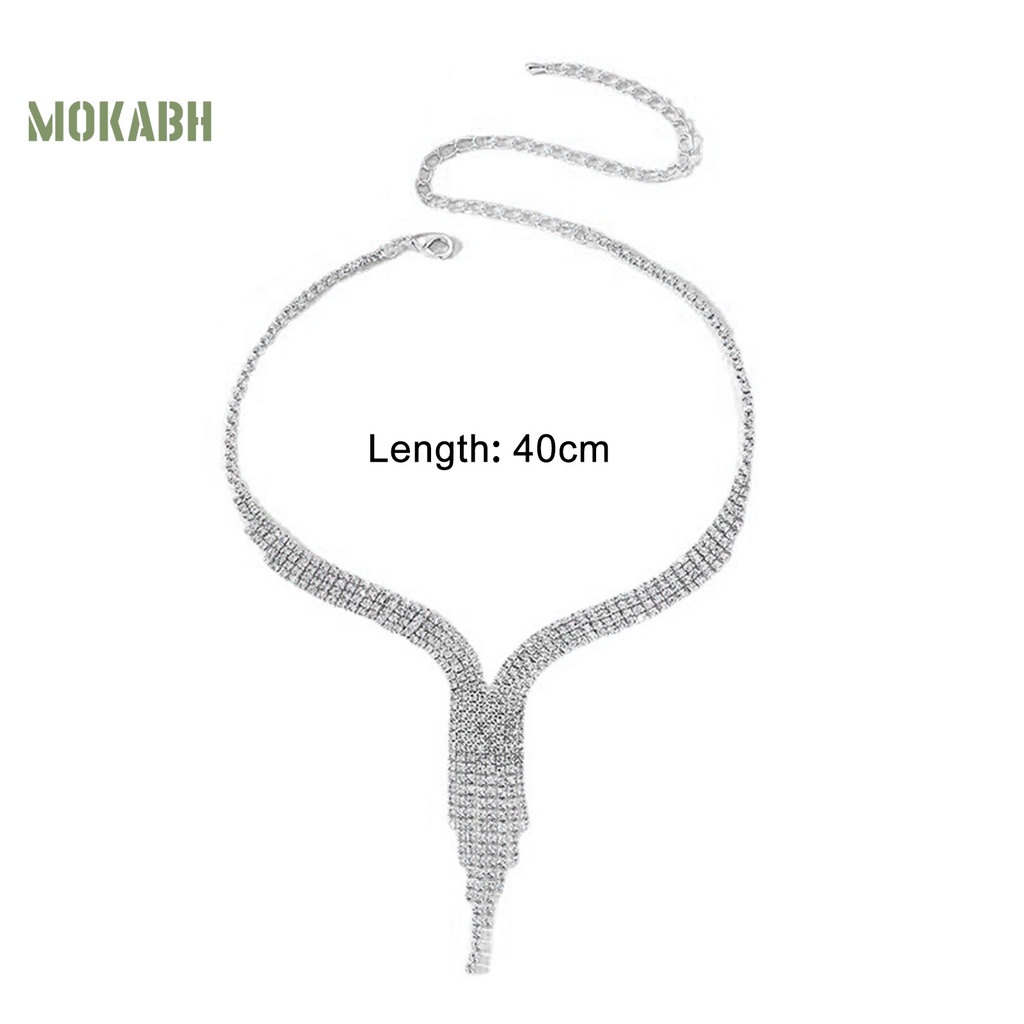 1 Bộ Vòng cổ Và Bông Tai Dài Tua Rua Đính Kim Cương Giả