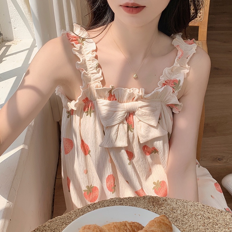 Bộ Đồ Ngủ Bằng Da Thời Trang Mùa Hè Dành Cho Nữ