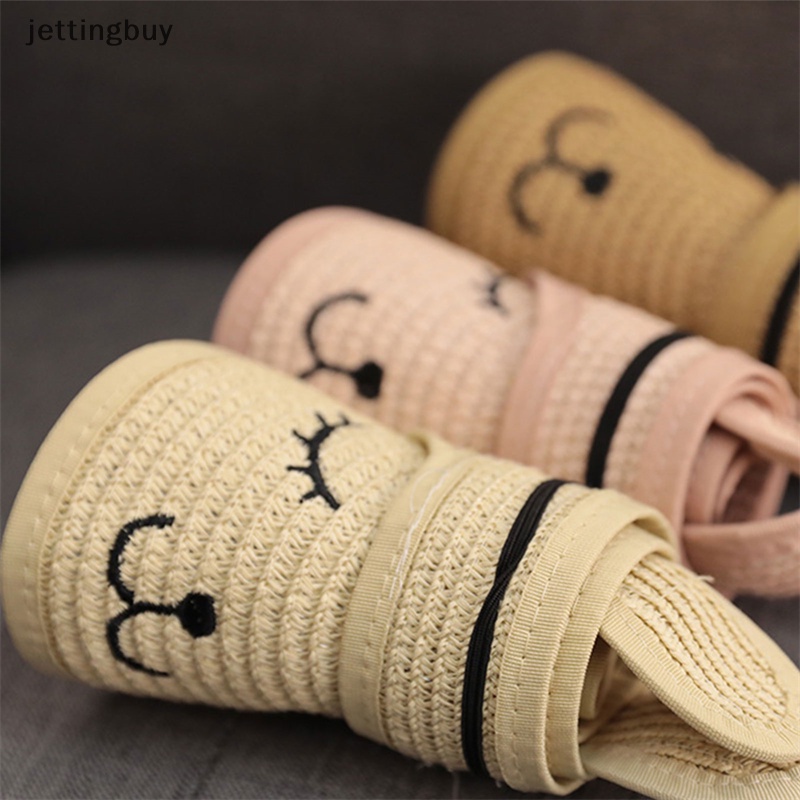 Mũ Lưỡi Trai Nửa Đầu Bằng Rơm Thời Trang Mùa Hè Dễ Thương Có Thể Điều Chỉnh Cho Bé