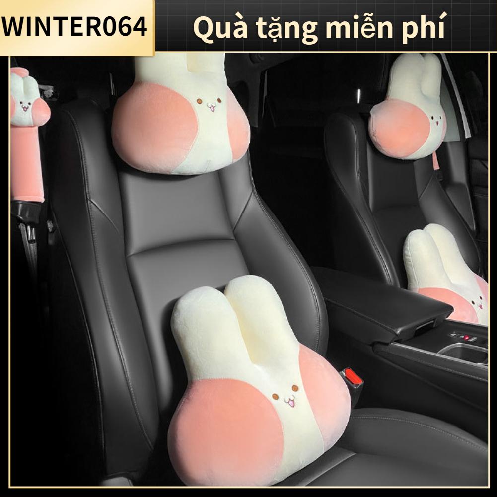 Winter064 Gối Tựa Đầu Ô Tô Blush Bunny Mềm Mại Thân Thiện Với Làn Da Hoạt Hình Dễ Thương Đệm Ghế Cho