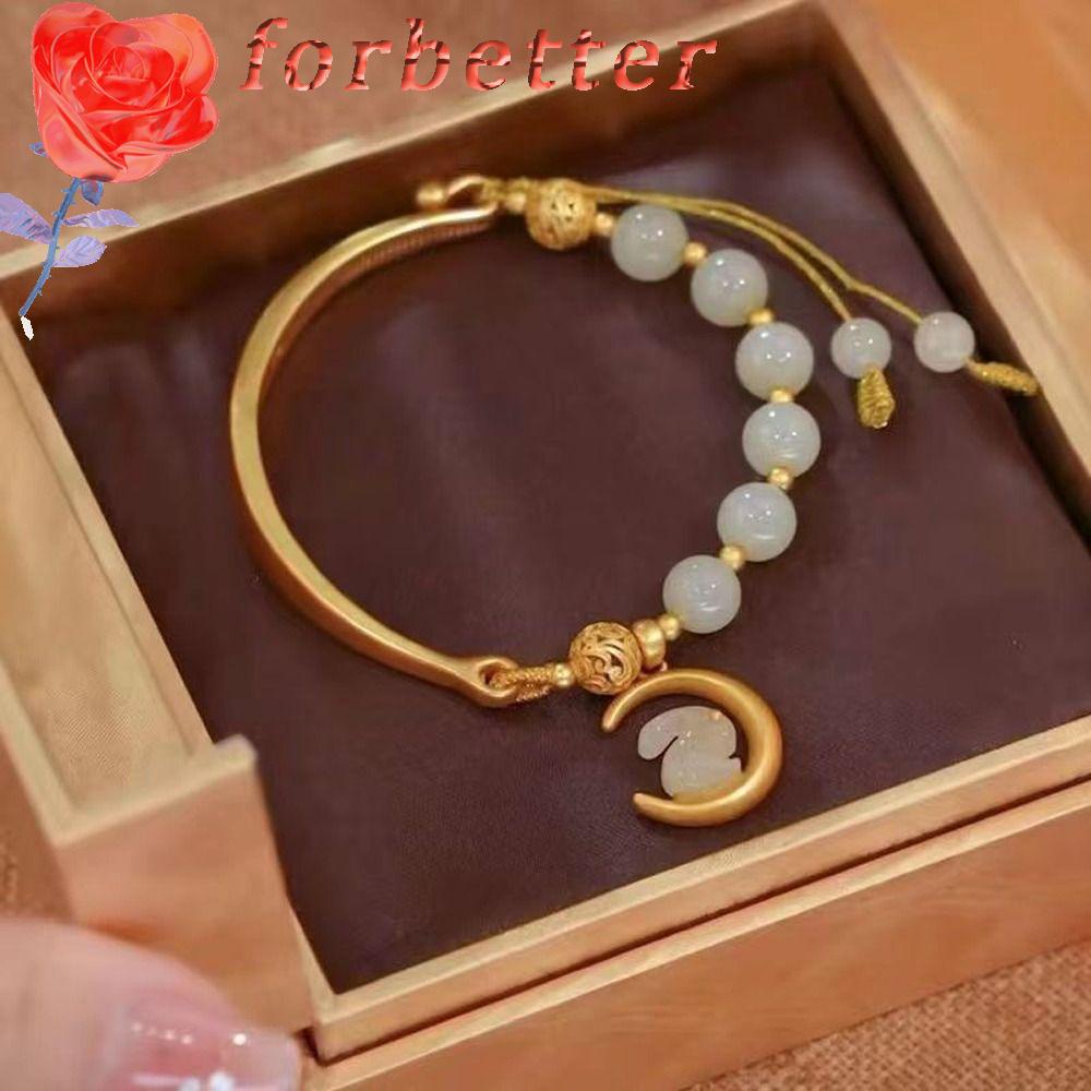 Vòng Tay Dây Co Giãn Thiết Kế Mặt Trăng / Thỏ Dễ Thương Thanh Lịch Cho Nữ