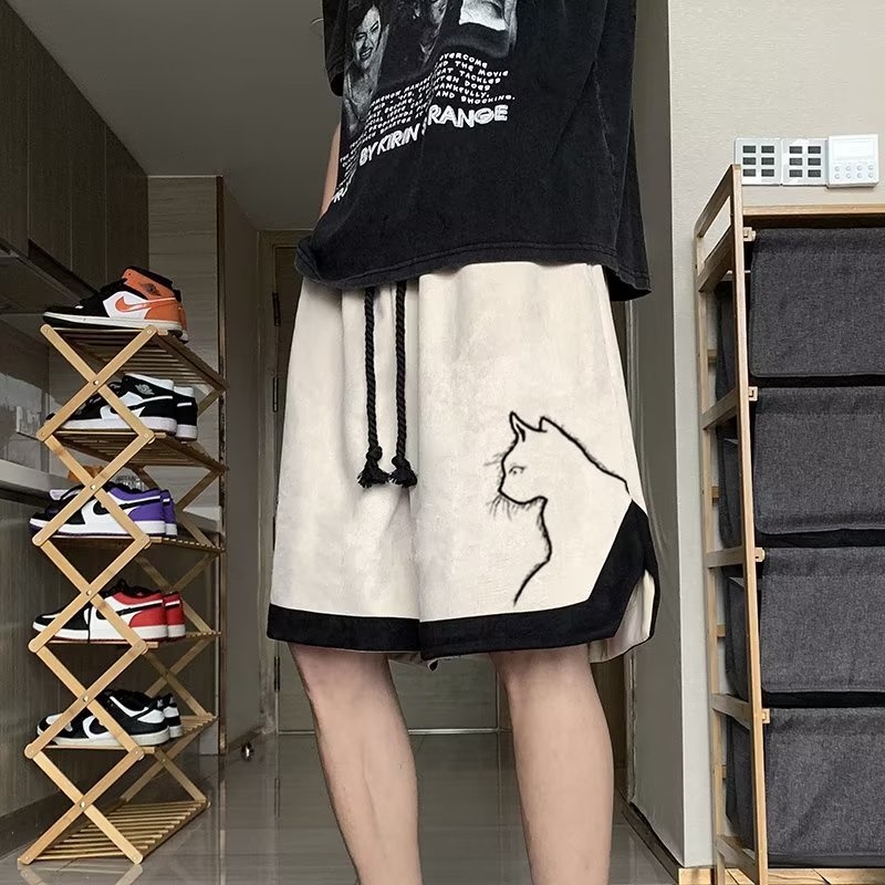 Quần Short Thể Thao Da Lộn Phối Màu Tương Phản Thời Trang Mùa Hè Cao Cấp Phong Cách Mới Cho Nam