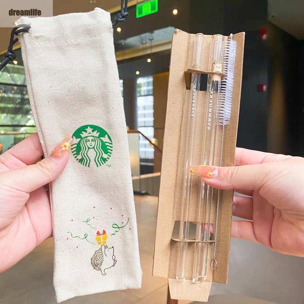 STARBUCKS Dễ Thương Ống Hút Thủy Tinh Hình Nhím Đáng Yêu Thân Thiện Với Môi Trường