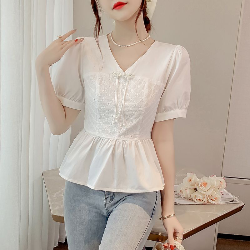 Áo Sơ Mi Ngắn Tay Phong Cách Pháp Thời Trang Mùa Hè 2023 Dành Cho Nữ