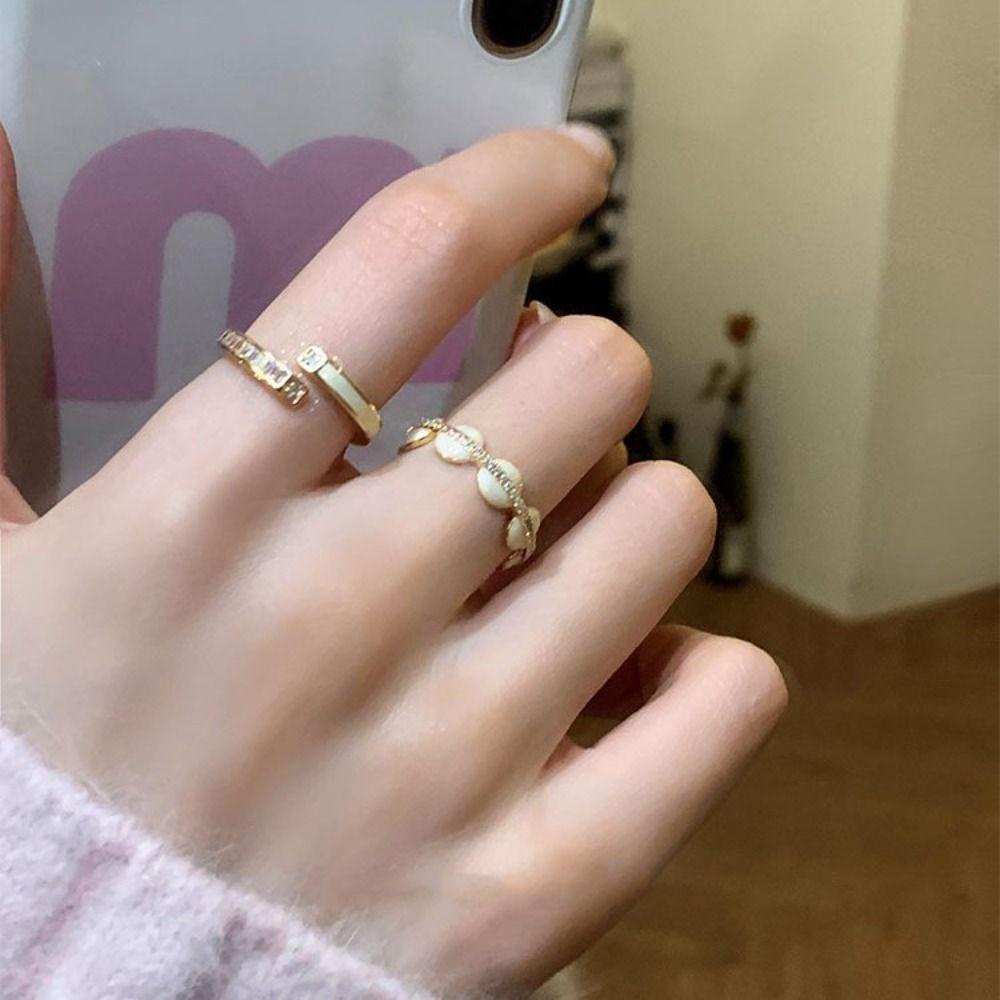 OCEANMAP Nhẫn Hở Thiết Kế Đơn Giản Phong Cách Cổ Điển Thời Trang Cho Cặp Đôi