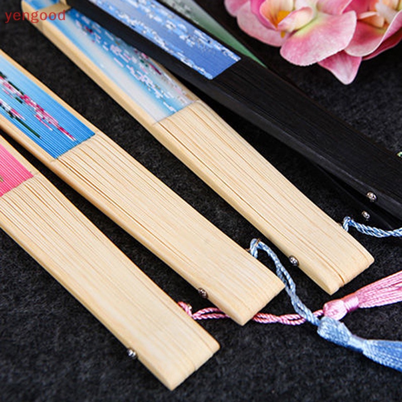 (YGD) Quạt Gấp Cầm Tay Tua Rua Phong Cách Trung Hoa Cổ Điển Dành Cho Nữ Trang Trí Nhà Cửa