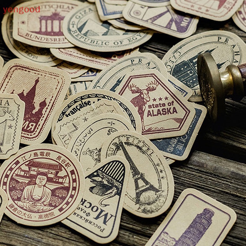 Hộp 46 Miếng Dán Giấy Trang Trí Nhật Ký Phong Cách Vintage