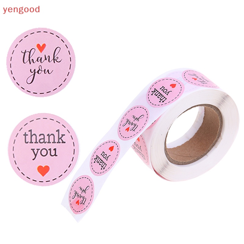 Set 500 Miếng Dán 1 inch Màu Hồng In Chữ Thank You Trang Trí Tiệc Cưới