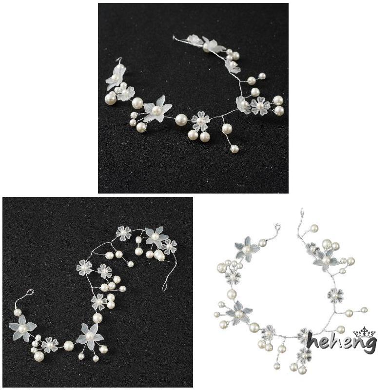 Băng Đô Cài Tóc Hình Hoa Đính Ngọc Trai Giả Thanh Lịch Cho Cô Dâu
