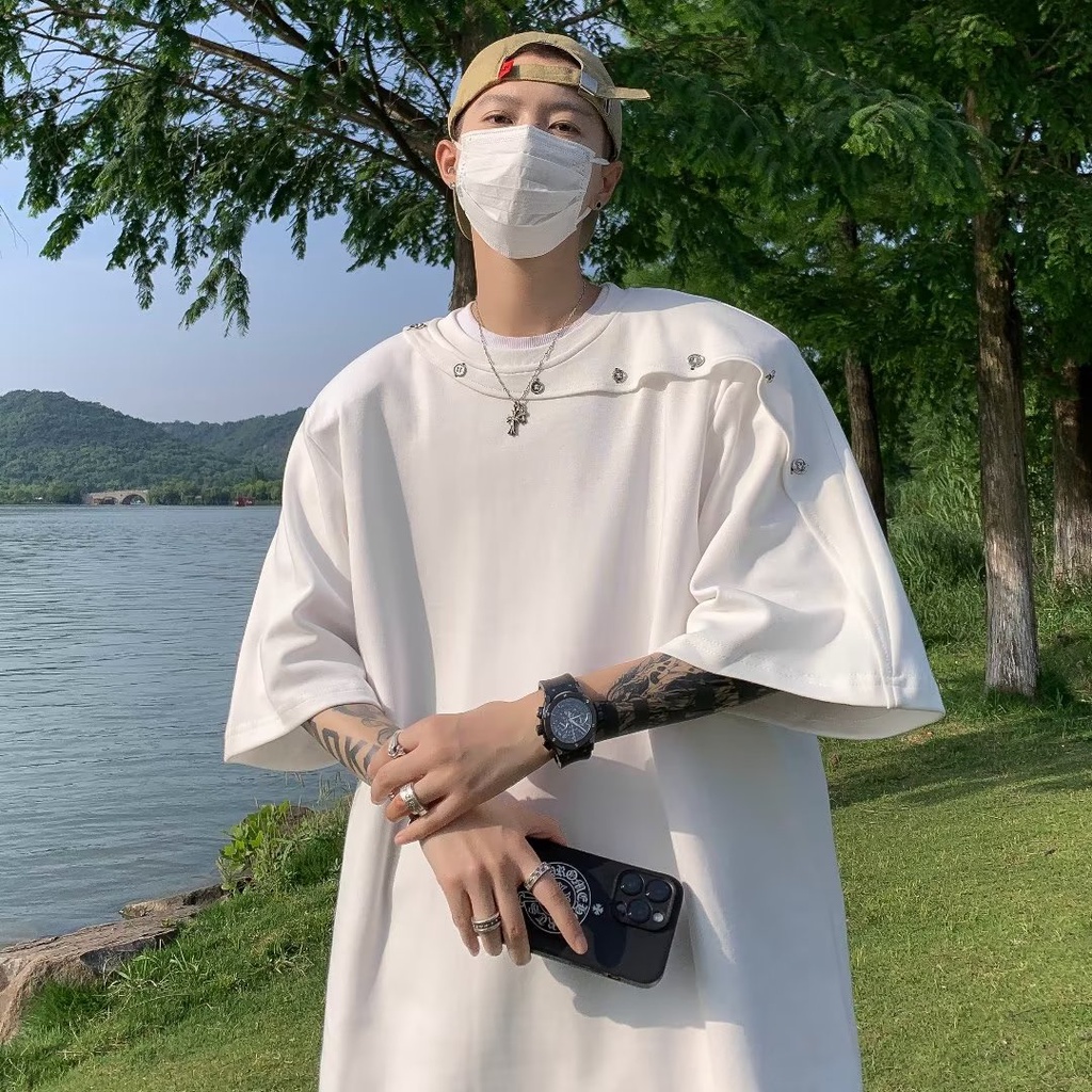 Áo Thun Tay Ngắn Phối Nút Thời Trang Mùa Hè Cao Cấp Cho Nam